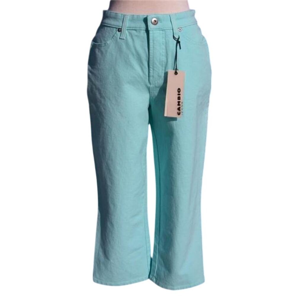 Cambio Stretch Karen 4 Pocket Denim Pant 4/6 S Modern Aqua / Turquoise $155 NWT